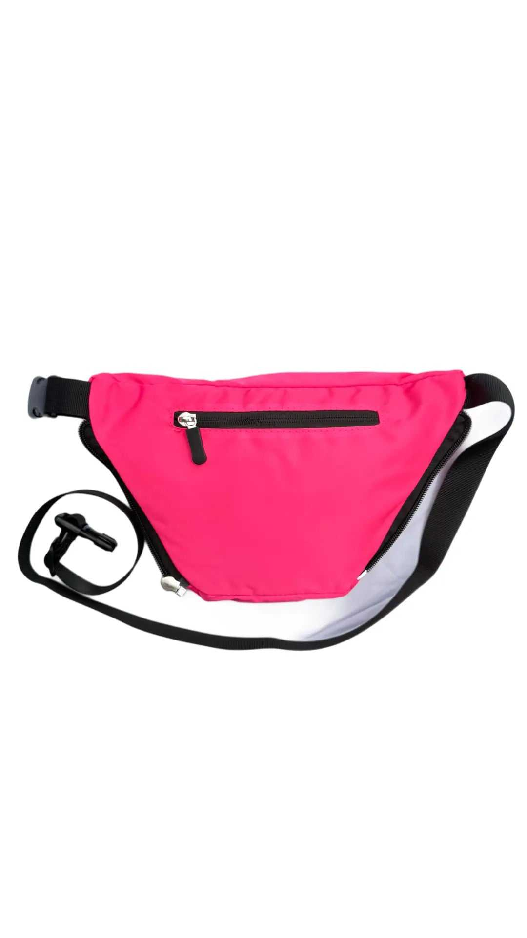 FezPak customizable flat design pink fanny pack with black adjustable strap and zipper pocket